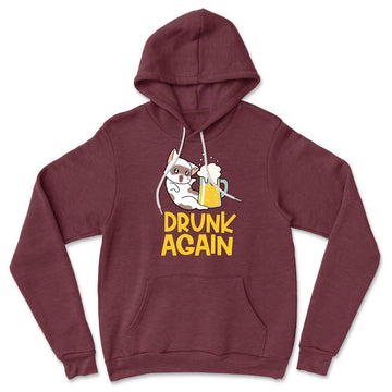 Drunk Again Hoodie in Heather Maroon color